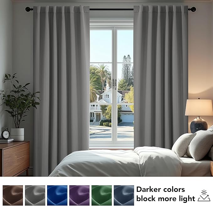 Deconovo Blackout Curtains, Thermal Insulated, W42 x L72 2 Panels, Back Tab - Image 4