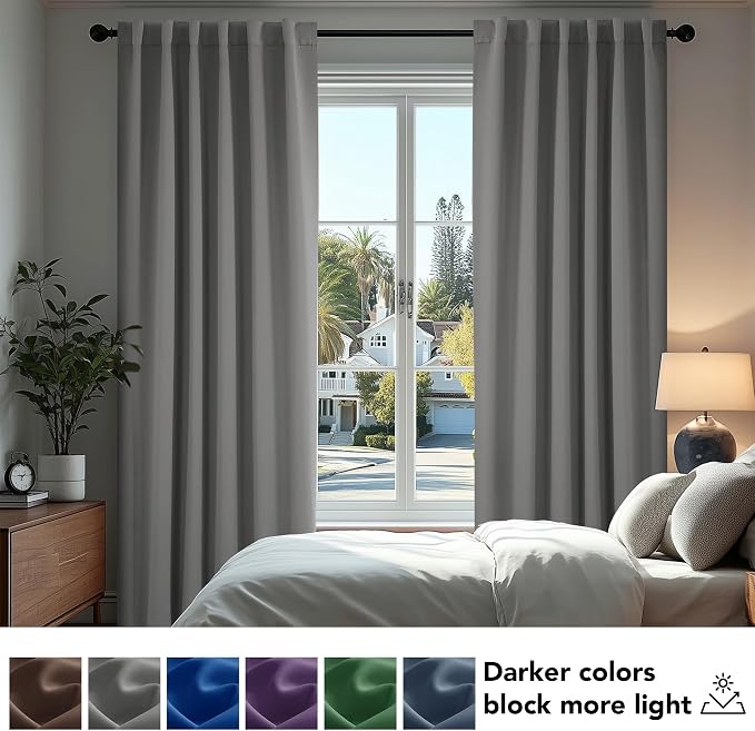 Deconovo Blackout Curtains, Thermal Insulated, W42 x L63 2 Panels, Back Tab - Image 4