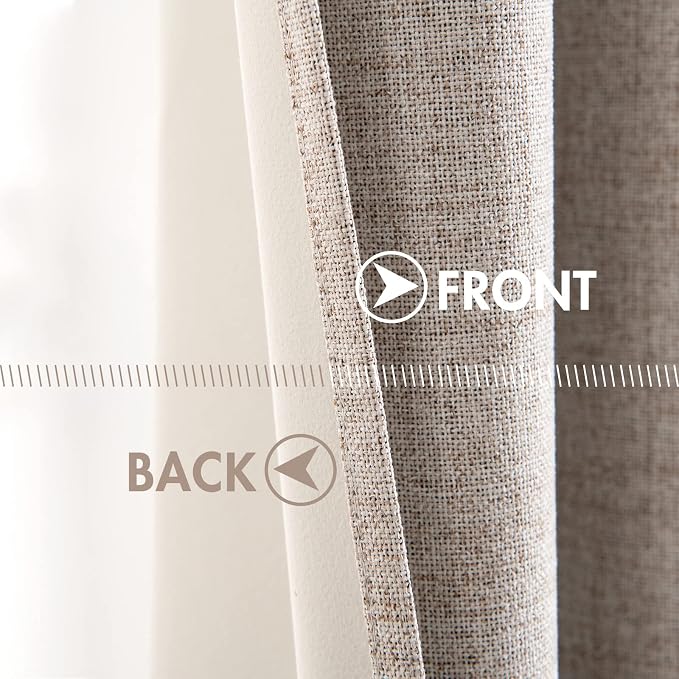 MIULEE Linen Texture Curtains for Bedroom Solid 100% Blackout Thermal Insulated - Image 6