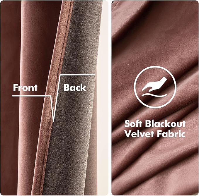 MIULEE Elegant Velvet Curtains Dusty Rose Pink Grommet Curtains Thermal - Image 3