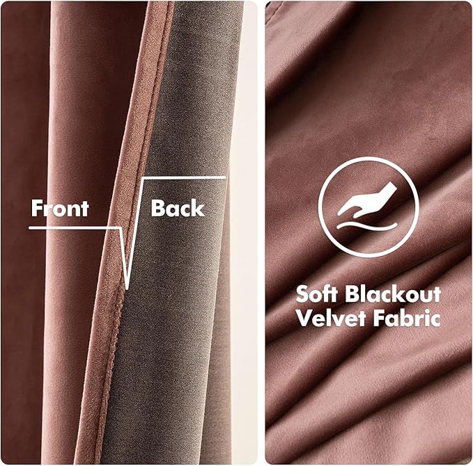 MIULEE Elegant Velvet Curtains Dusty Rose Pink Grommet Curtains Thermal - Image 3