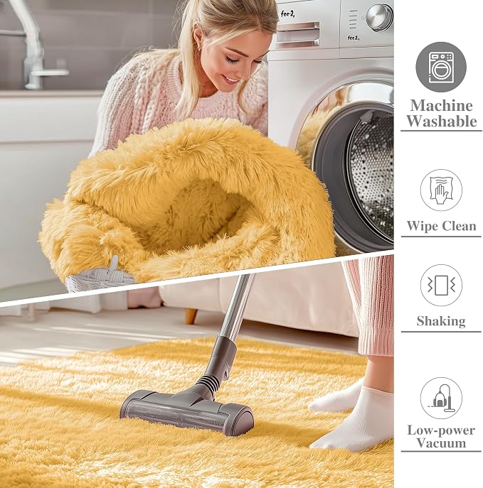 OLANLY 3x5 Machine Washable Small Bedside Rug, Soft Fluffy Shaggy Rugs - Image 2