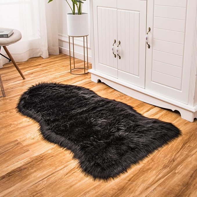 EasyJoy Ultra Soft Fluffy Shaggy Area Rug Faux Fur Rug Chair Cover Seat Pad - Image 4