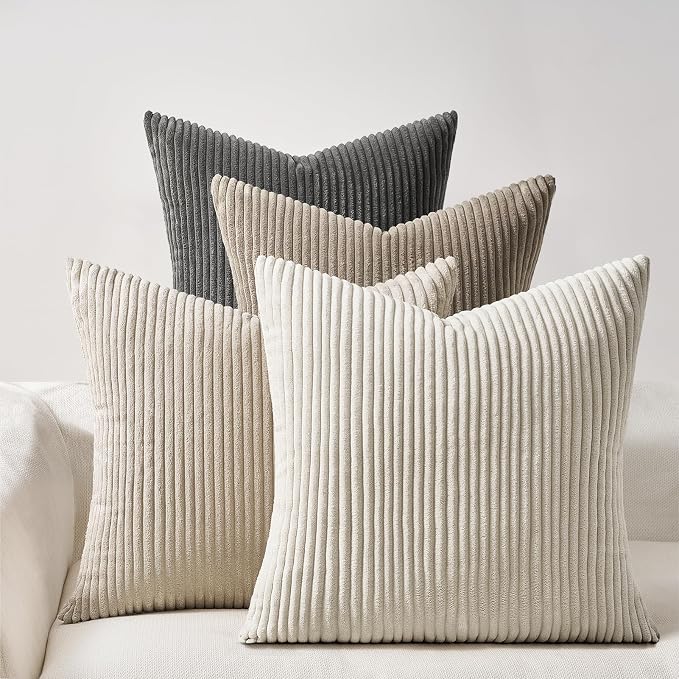 Topfinel 4 Packs Natural Decorative Throw Pillows Covers 24x24 Inch by Topfinel