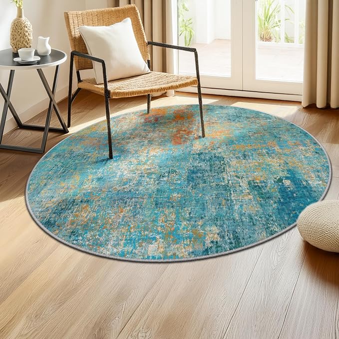 Washable Area Rugs 4ft Non-Slip Modern Abstract Soft - Image 3
