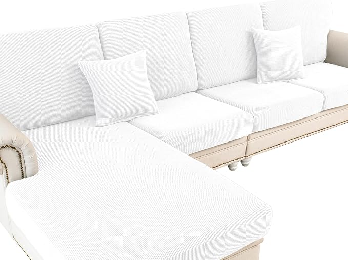 Couch Cushion Covers for Sectional Sofa L Shape Washable Separate Seat Chaise by LA+MEACK