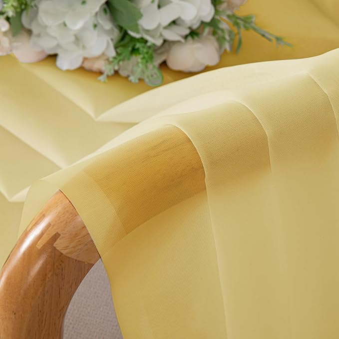 Lecloud Yellow Sheer Curtains 54 Inch Length 2 Panels, Light Filtering Voile - Image 7