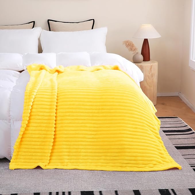 Bright Yellow Fleece Throw Blanket 108”×90” - Image 2