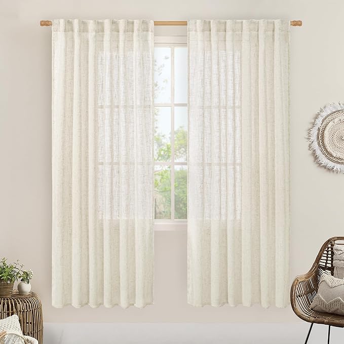 LAMIT Natural Linen Semi Sheer Curtains 78 Inch by LAMIT