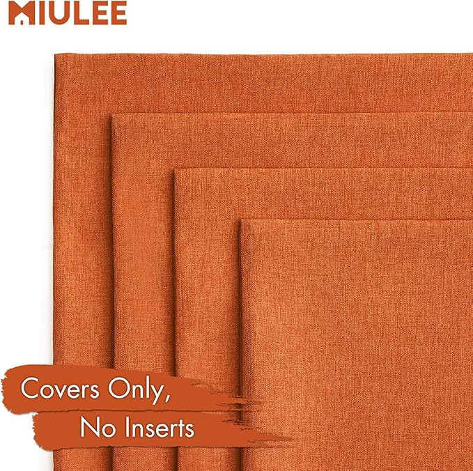 MIULEE Pack of 4 Decorative Outdoor Throw Pillow Covers Linen Waterproof Pillow - Image 5