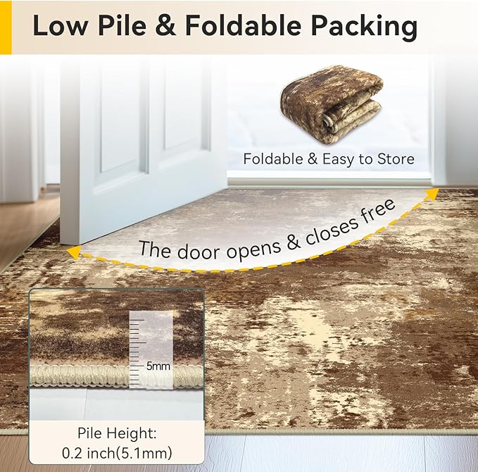Washable Area Rugs 4'x6' Non-Slip Modern Abstract Soft - Image 5