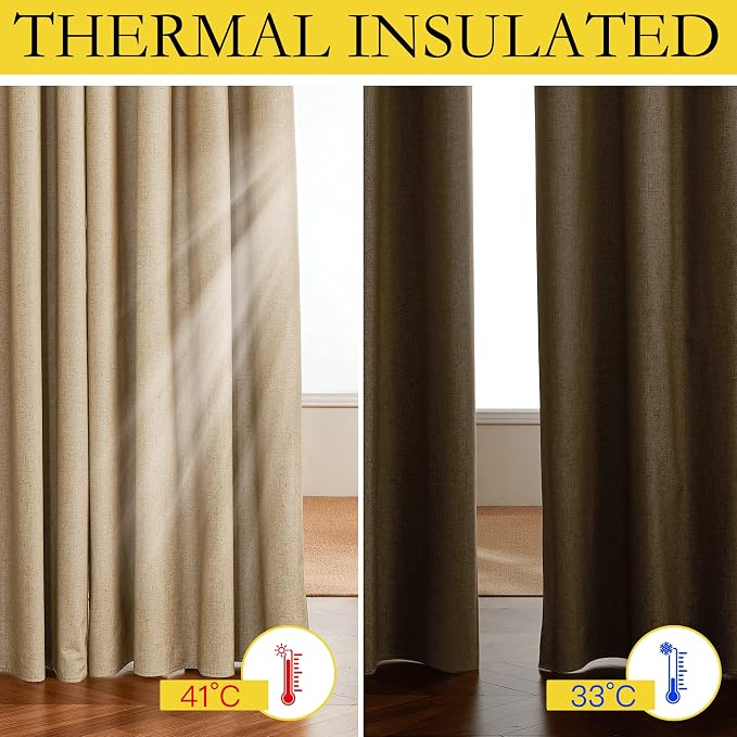 NICETOWN 100% Absolutely Blackout Linen Curtains - Image 3