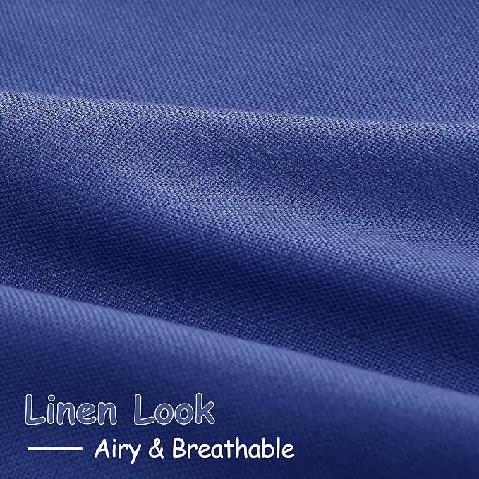 Classic Blue Linen Curtains 90 Inch Long 2 Panels Set - Image 5