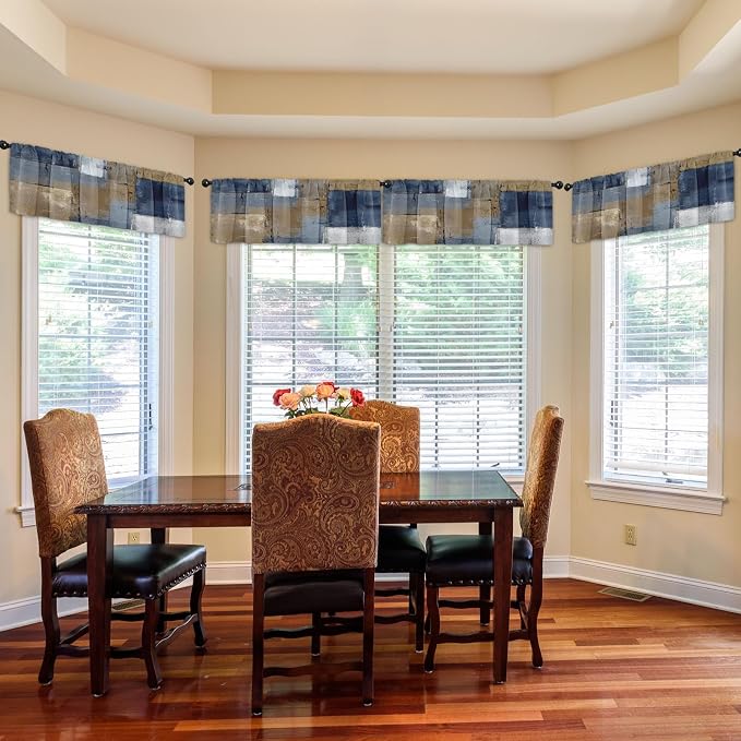 Emvency 4 Pack Valances Window Treatments, Abstract Modern Grey Brown Rustic - Image 7