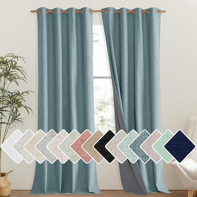 NICETOWN 100% Absolutely Blackout Linen Curtains by NICETOWN