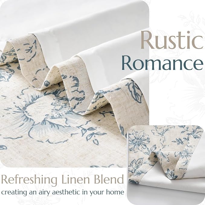 jinchan Lined Linen Blend Curtain Floral Curtains - Image 3
