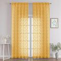 Chyhomenyc Gold Sheer Curtains 96 Inch Length 2 Panels Set, Light Filtering by Chyhomenyc