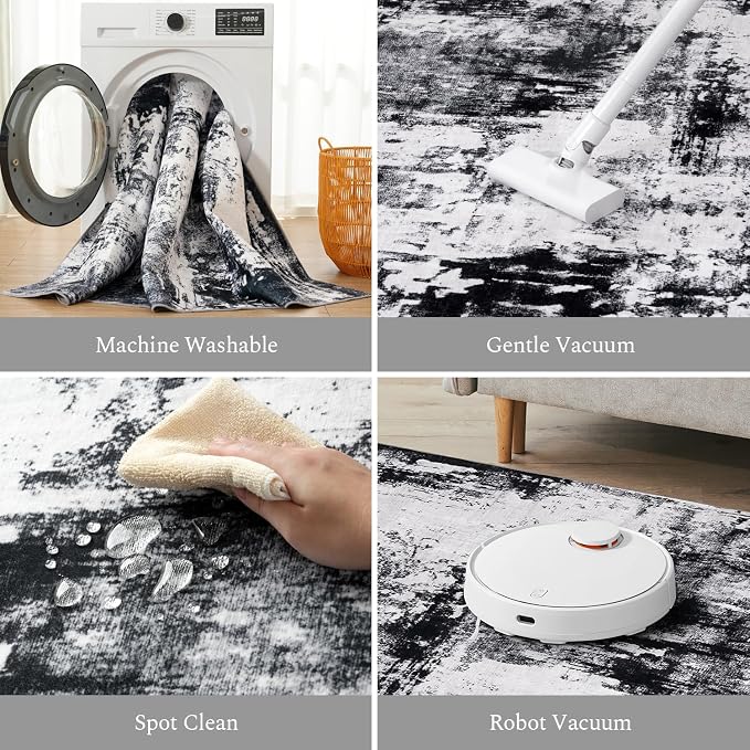 Rugflix 5x7 Area Rugs for Living Room, Washable Large Rug Stain-Resistant Low - Image 4