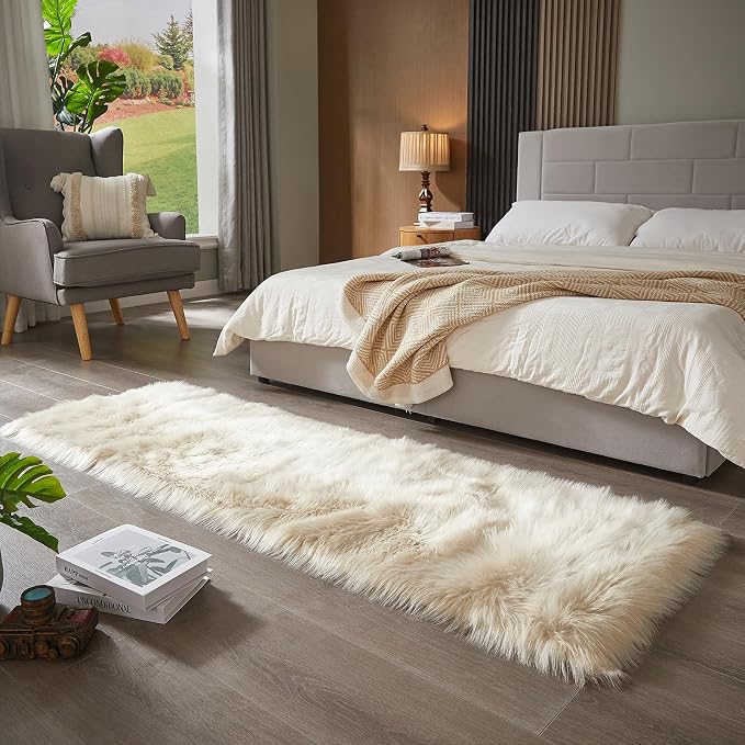 AMTOVO Faux Fur Rug, 2 x 6 ft Runner Area Rugs - Image 4