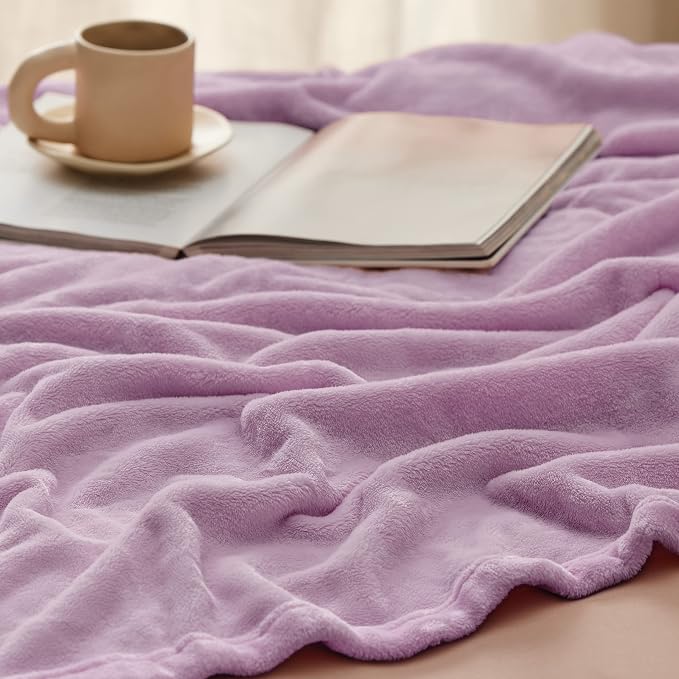Bedsure GentleSoft Fleece Blankets Queen Size Lilac Lavender - Image 4