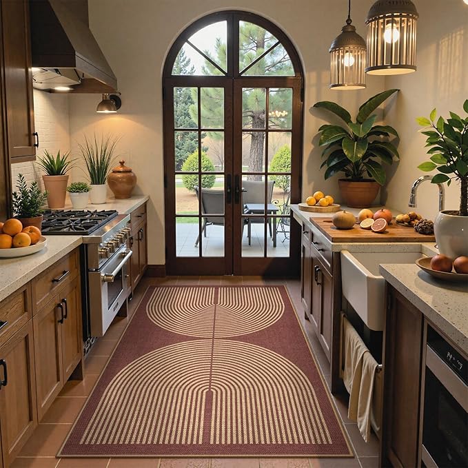 Lahome Enfys Modern Rainbow Easy Jute Patio Rug, 3x5 Washable Entry Way Rugs - Image 6