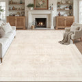 8x10 Area Rugs for Living Room: Vintage Boho Neutral Washable Rug Indoor Soft by Luxturiy