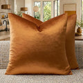 GIGIZAZA Orange Velvet Pillow Covers 24x24 Decorative Pillows Pack of 2 | Throw by GIGIZAZAFocusingonhomedecoration
