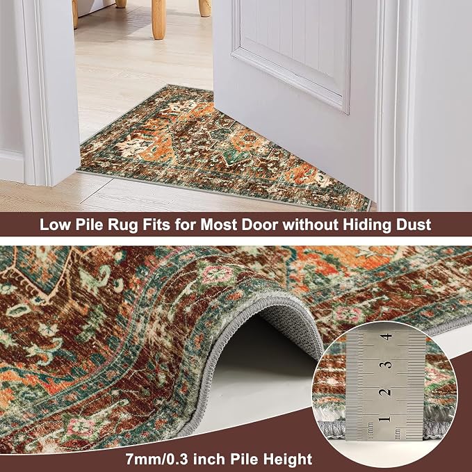 Yamaziot Washable Runner Rug, 3x8 Non-Slip Boho Vintage Hallway Rug - Image 3