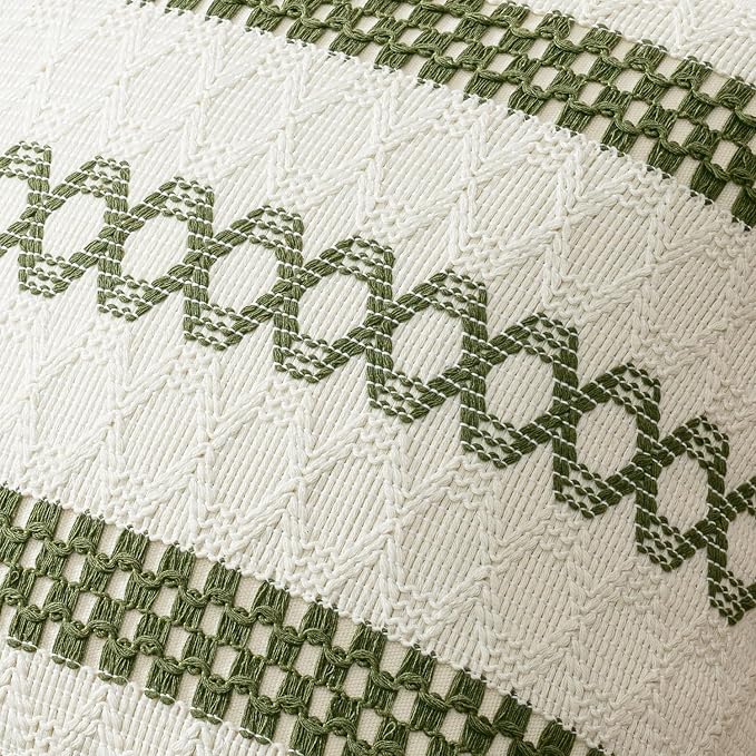 MIULEE Set of 2 Moss Green Boho Decorative Pillow Covers 18x18 Inch Farmhouse - Image 4