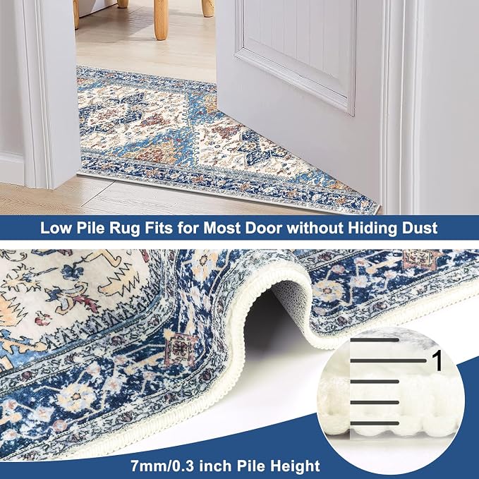 Yamaziot Washable Runner Rug, 2x8 Non-Slip Boho Vintage Hallway Rug - Image 5