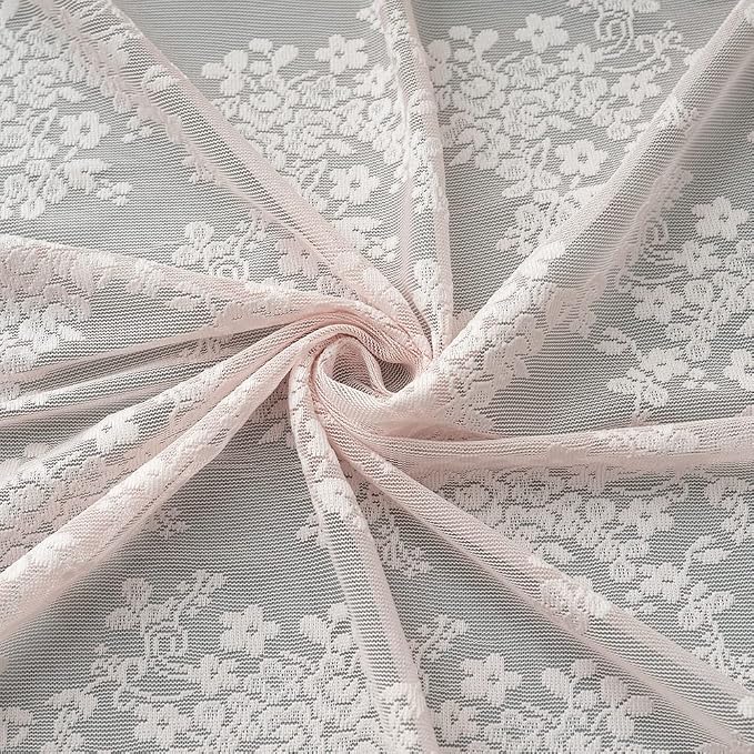 YJ YANJUN Vintage Lace Curtains 96 Inches Long-Victorian Floral Pattern Dusty - Image 7