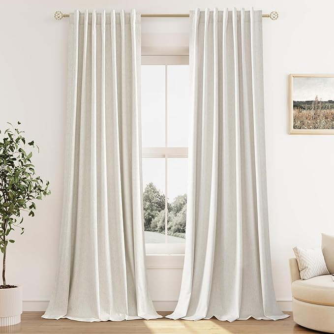 Guken Cream 100% Blackout Curtains 145 Inch Length 2 Panels Set by Guken