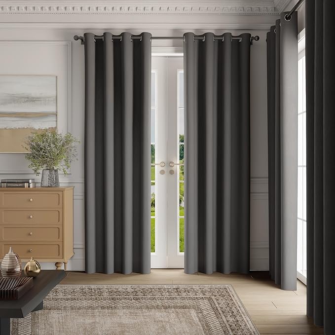 NICETOWN Room Darkening Draperies Curtains Panels, 2 Panels Grey W52 x L96 - Image 3