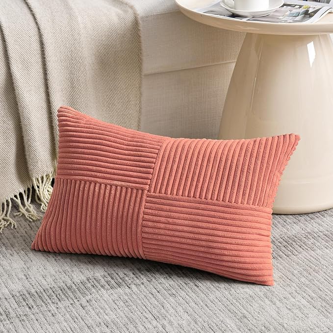 Fancy Homi 2 Packs Coral Lumbar Decorative Throw Pillow Covers 16x32 Inch - Image 2