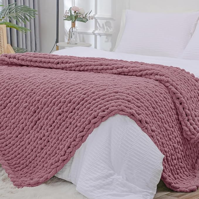 Bigacogo Chunky Knit Throw Blanket by Bigacogo