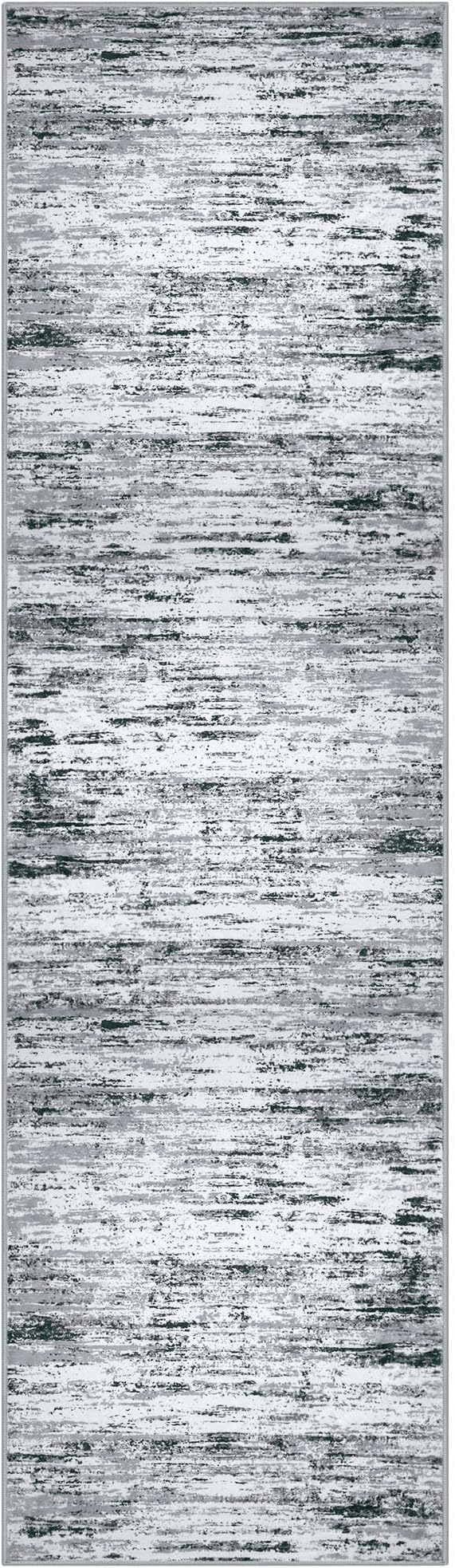 Lansny Modern Abstract Bedroom Runner Rug 2x7, Non-Slip Soft Thin Faux Wool Mat - Image 9
