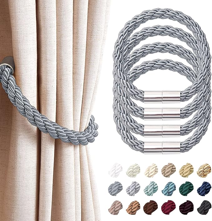 NICEEC 4 Pack Strong Magnetic Curtain Tiebacks Modern Simple Style Drape Tie by NICEEC