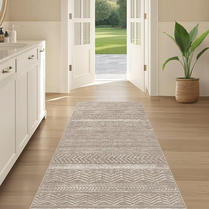 Nakagishi Area Rug Living Room Rugs: 2X6 Machine Washable Boho Large Neutral - Image 5