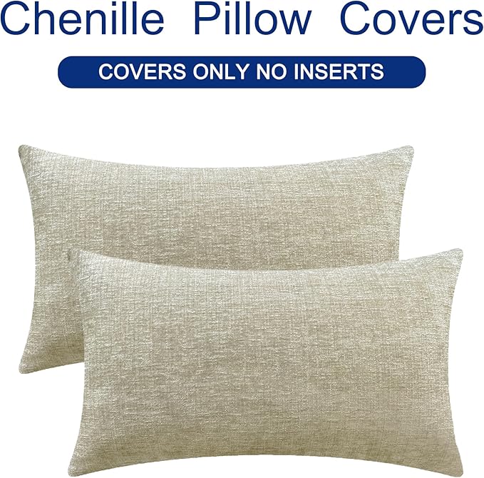CaliTime Throw Pillow Covers Decorative 16 X 26 Inches Pack of 2 Cozy Chenille - Image 6