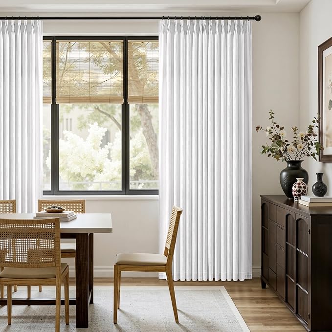 MIULEE Pinch Pleated White Thick Linen Curtains 108 Inches Long 2 Panels - Image 5