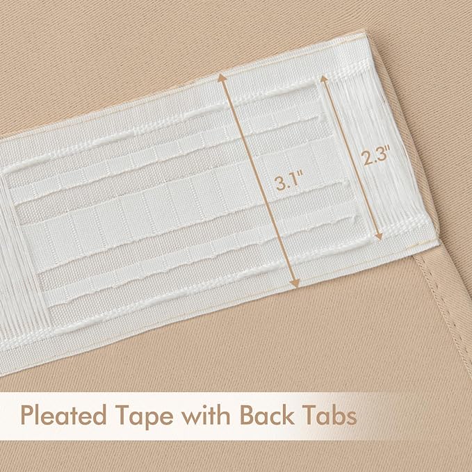 MIULEE Beige Back Tab Blackout Curtains 72 Inch Length 2 Panels Set - Image 4