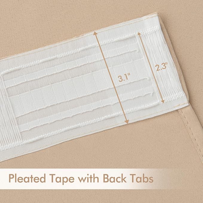 MIULEE Beige Back Tab Blackout Curtains 54 Inches Long 2 Panels Set - Image 4
