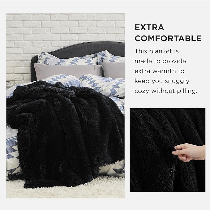 Bedsure GentleSoft Fuzzy Sherpa Faux Fur Twin Blanket Black Cozy Gifts - Image 3