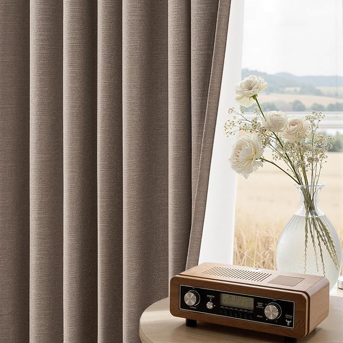Topfinel 90 inch Long Linen Blackout Curtains 2 Panels - Image 5