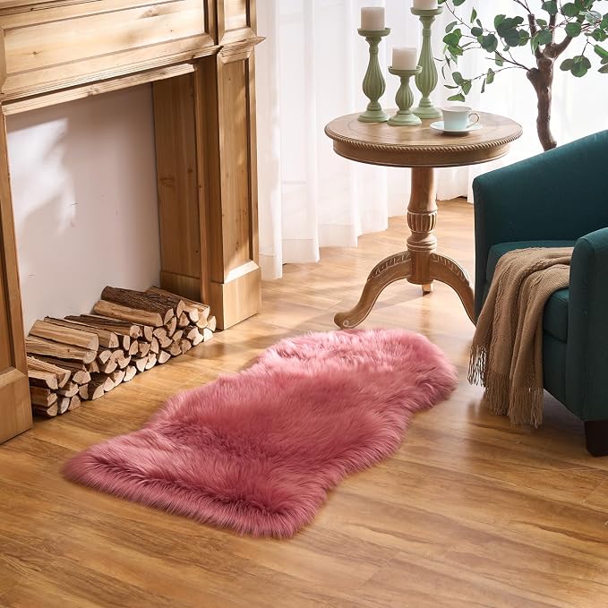 EasyJoy Ultra Soft Fluffy Shaggy Area Rug Faux Fur Rug Chair Cover Seat Pad - Image 5
