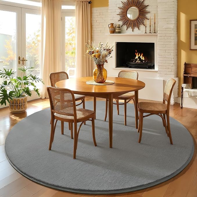 Amearea Grey Round Area Rugs 6ft Washable Circle Rugs - Image 9