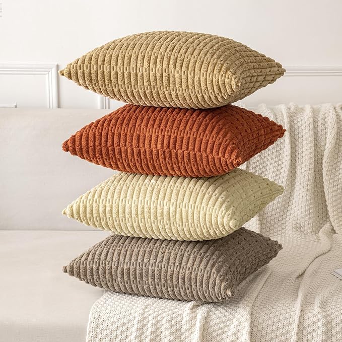 MIULEE Pack of 2 Corduroy Decorative Throw Pillow Covers 18x18 Inch Soft Boho - Image 5