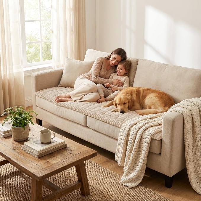 Smiry Couch Cover for Dogs Washable, Non Slip Fuzzy Pet Couch Covers for 3 - Image 5