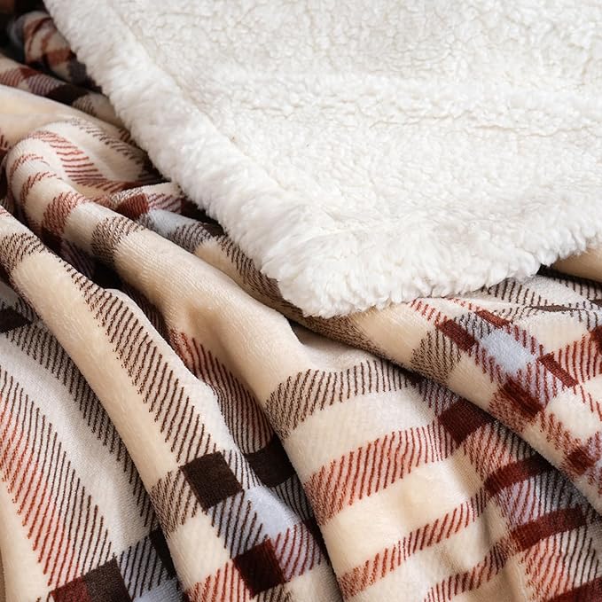 PU MEI Sherpa Fleece Throw Blanket 60" x 80" Reversible Plush Fluffy Large Big - Image 5