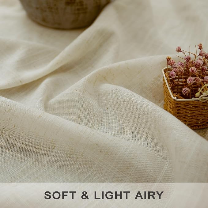 Pitalk 108 Inch Long Curtains for Living Room Birch Beige Linen Extra Long - Image 3